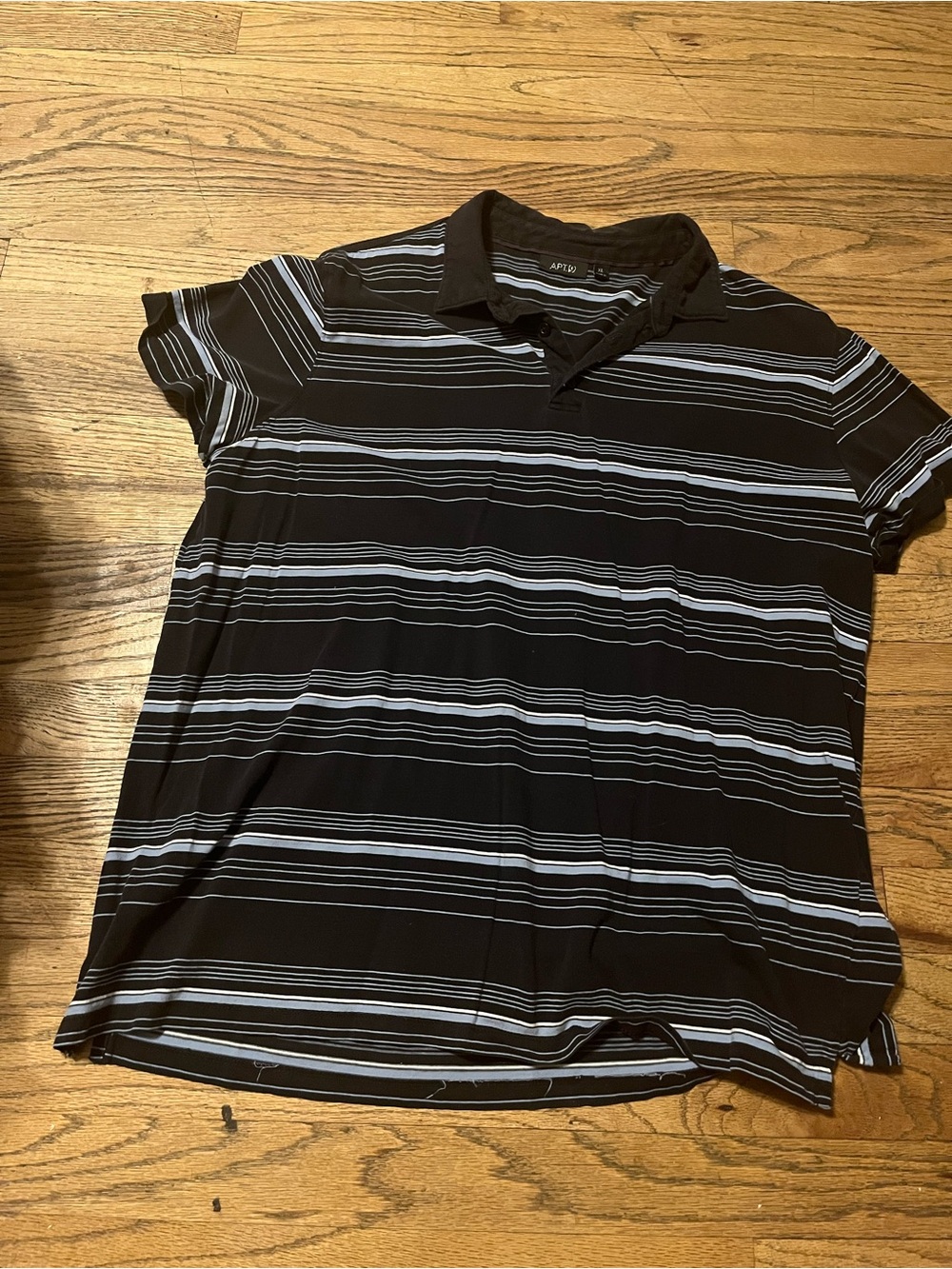 Apt. 9 Black Polo with Light Gray Stripes